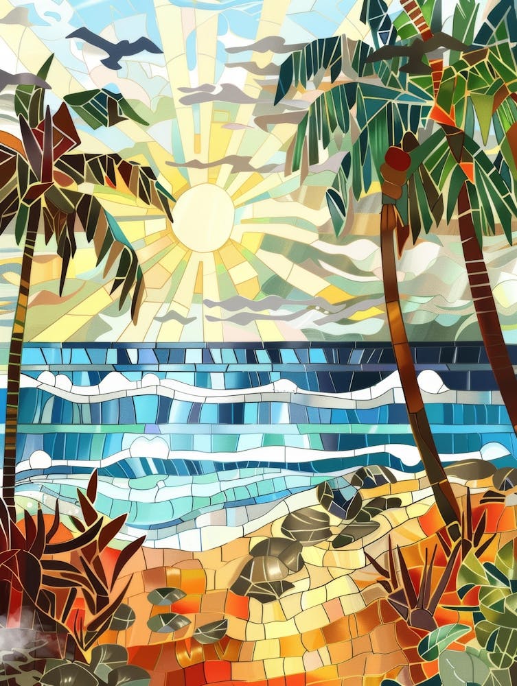 Beach Scene With Palm Trees 2