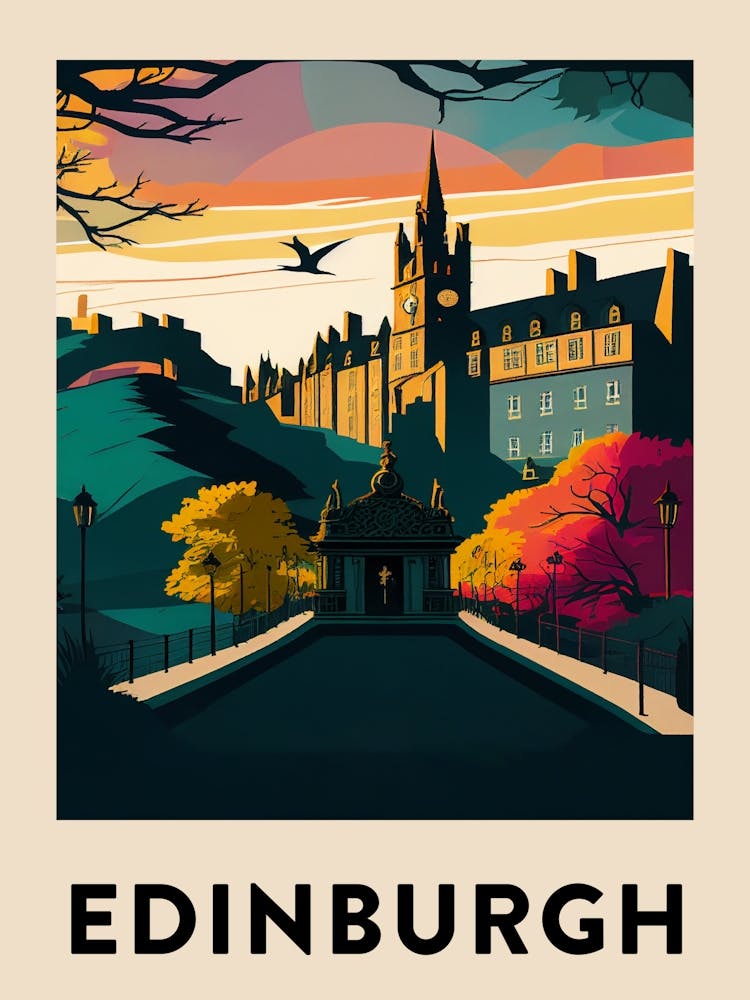 Edinburgh 3 Vintage Travel Poster