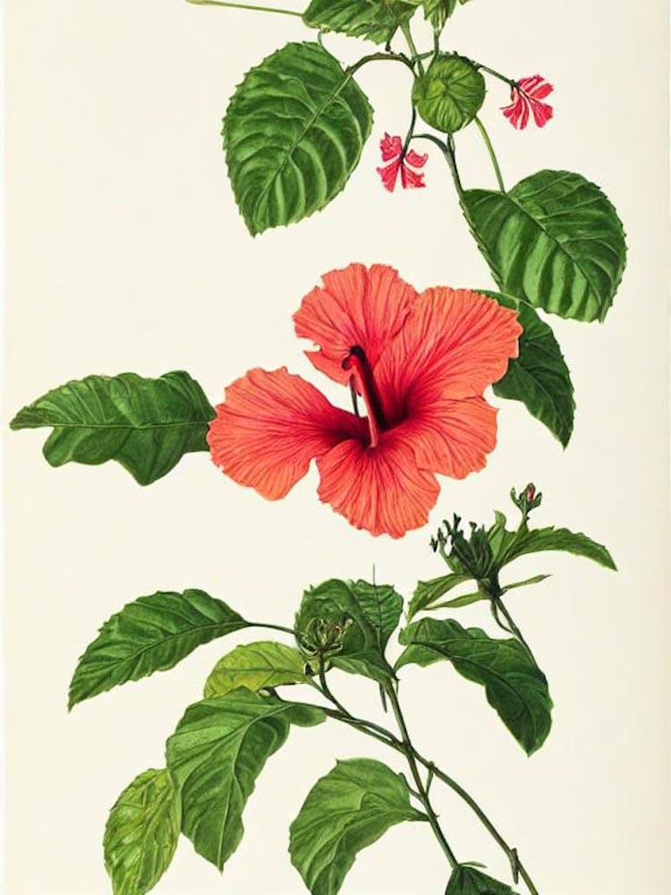 Hibiskus Vintage Botanische Blume