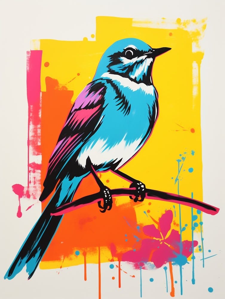Andy Warhol Style Bird Mockingbird 1