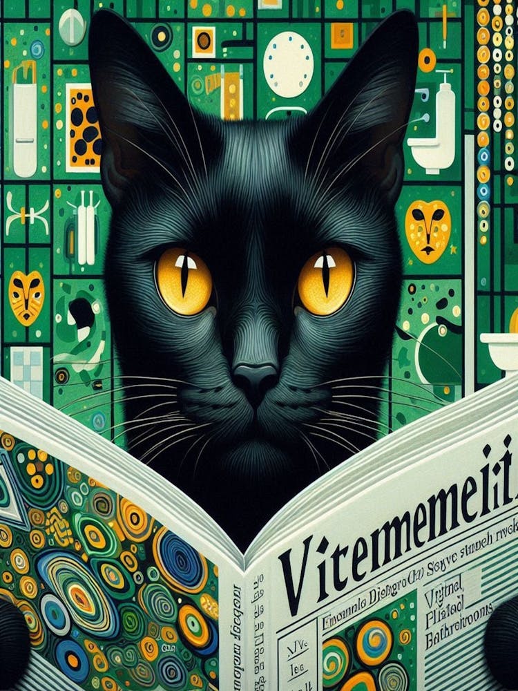 Katze liest eine Zeitung 2