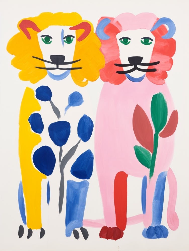 Colourful Kids Animal Art Lion 6