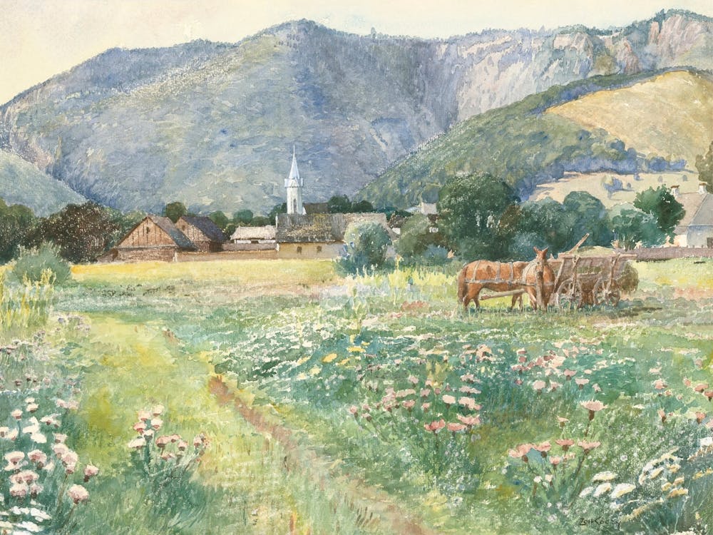 Blooming Meadow Vintage Floral Painting