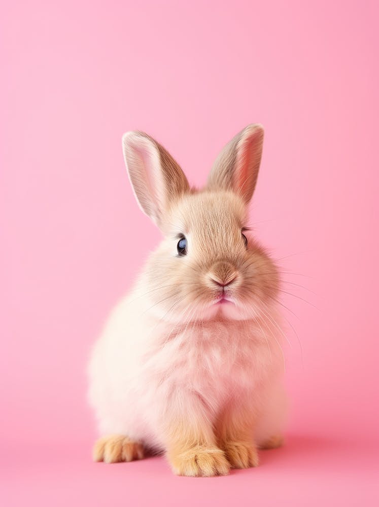Cute Rabbit On Pink Background 1