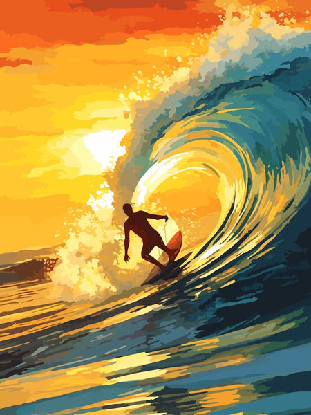 絵画 WTW Surf 33/100 Surfing In A Wave On Seven Mile Beach, Negril Jamaica 1 Art Print