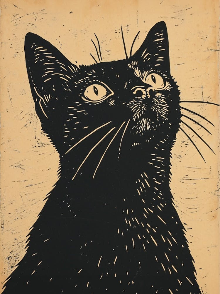 Chartreux Cat Linocut Blockprint 8