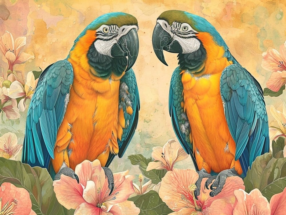Floral Animal Illustration Macaw 4