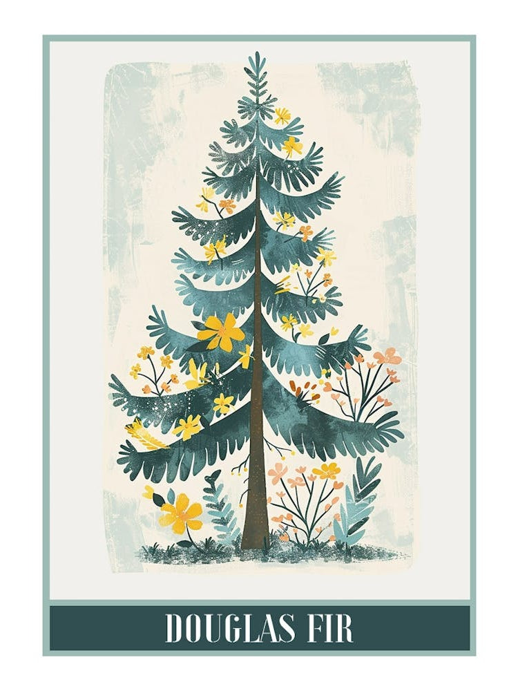 Douglas Fir Tree Illustration Flat 1 Poster