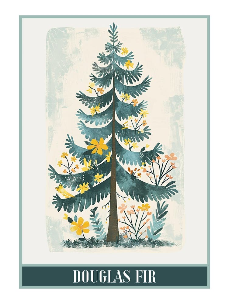 Douglas Fir Tree Illustration Flat 1 Poster