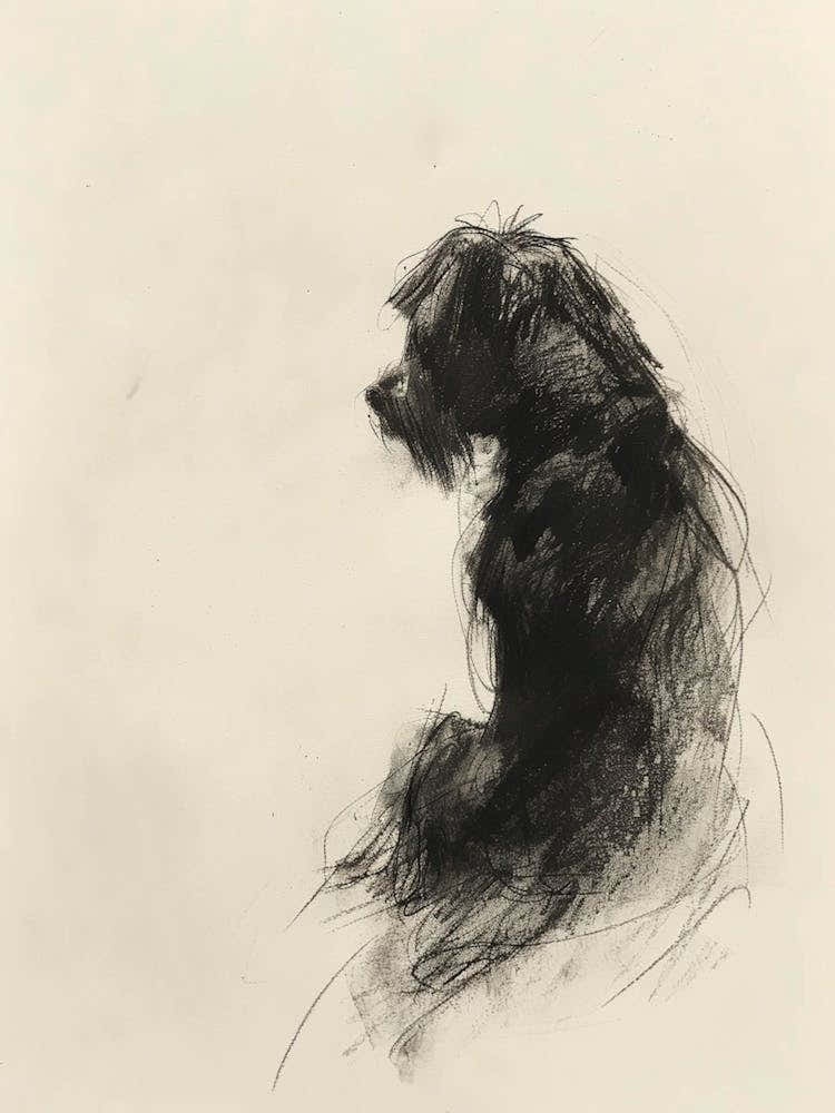 Lowchen Dog Charcoal Line 3