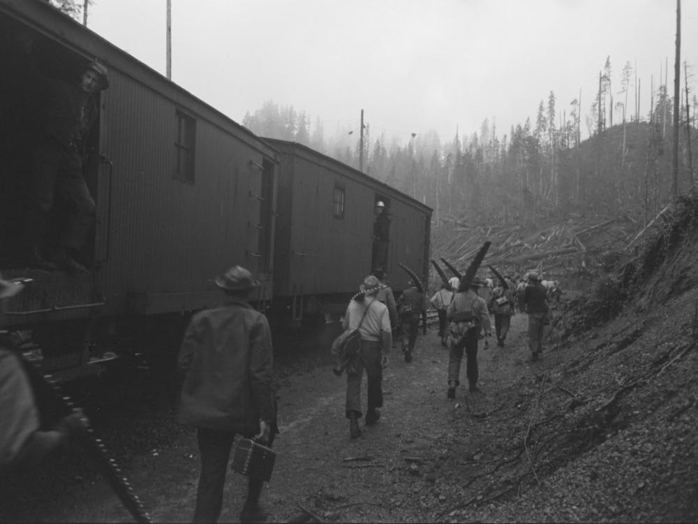 Lumberjacks Get Off The Crummies When They Arrive In The Woods, Long Bell Lumber Company, Cowlitz County,