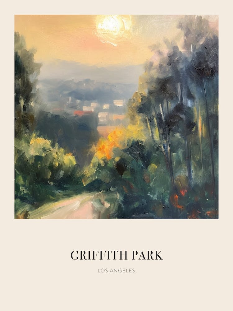 Griffith Park Los Angeles Vintage Cezanne Inspired Poster