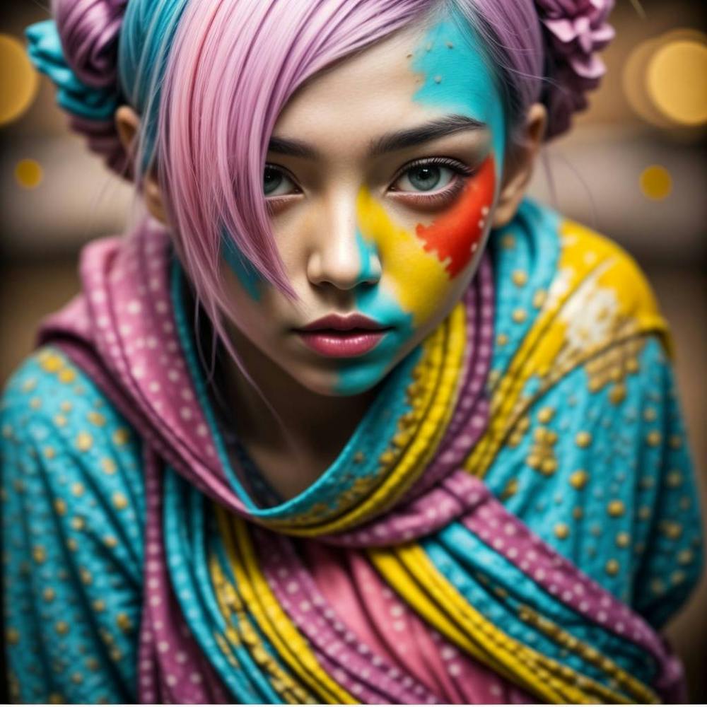 Portrait Of A Girl With Colorful Makeup