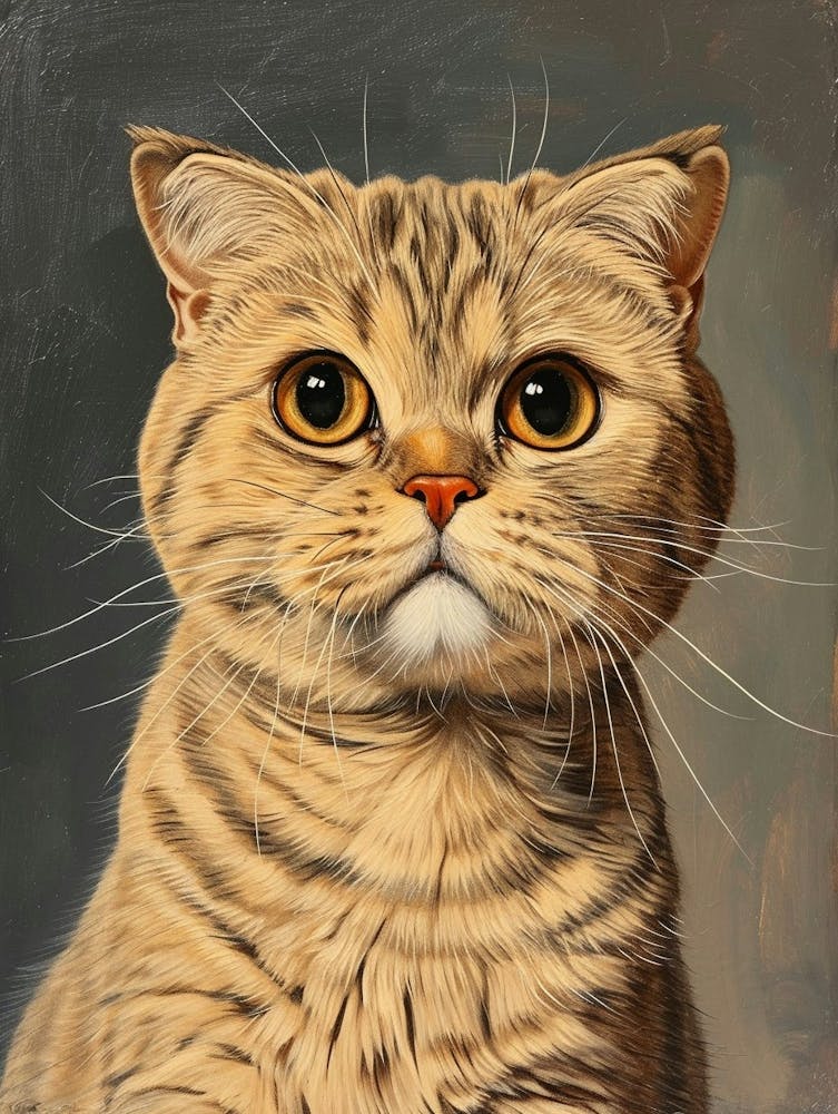 Scottish Fold Cat Relief Illustration 1