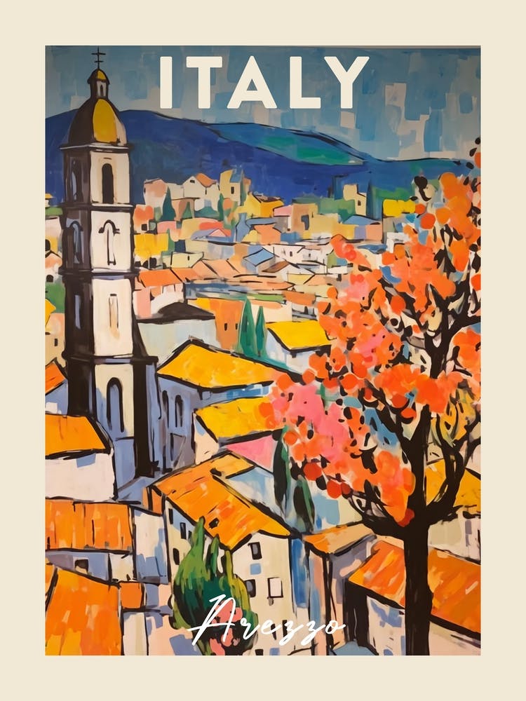 Arezzo Italy 4 Fauvist Painting  Travel Poster