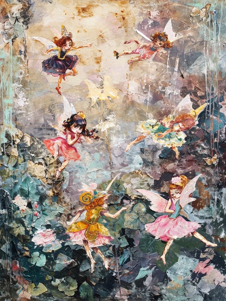 Brushstrokes Fairies In A Garden 1