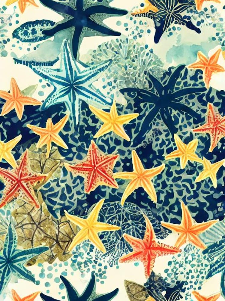 Starfish Vintage Graphic Watercolour