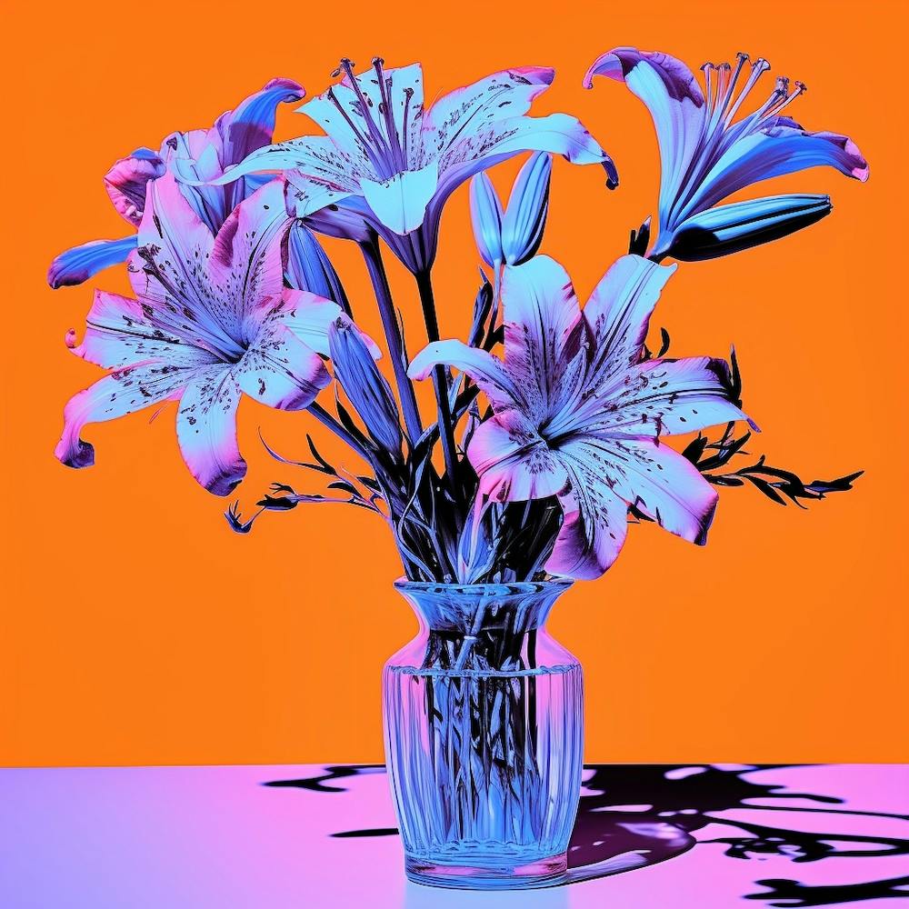 Andy Warhol Style Pop Art Flowers Florals 7 Square