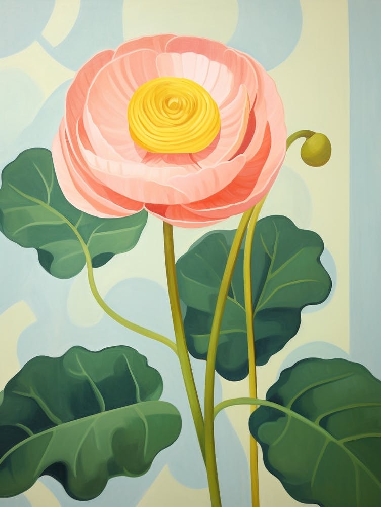Ranunculus 4 Hilma Af Klint Inspired Pastel Flower Painting