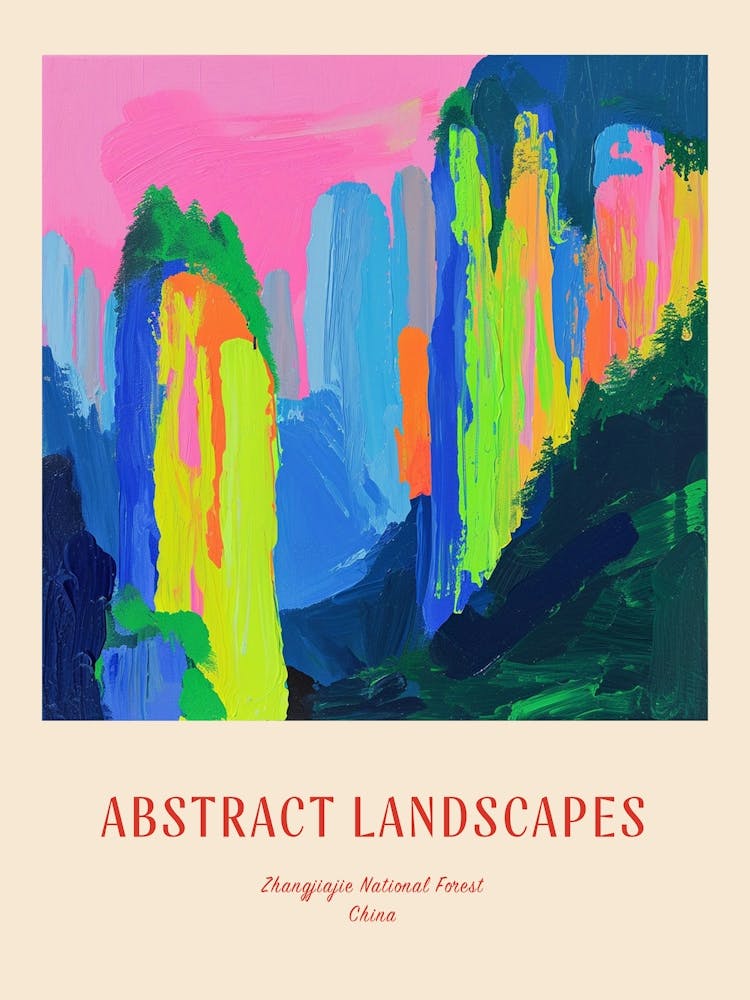 Colourful Abstract Zhangjiajie National Forest China 4 Poster