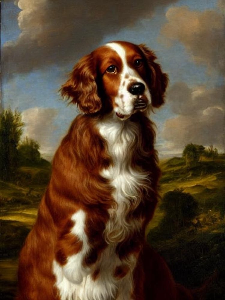 Welsh Springer Spaniel 2 Renaissance Portrait Oil Painting