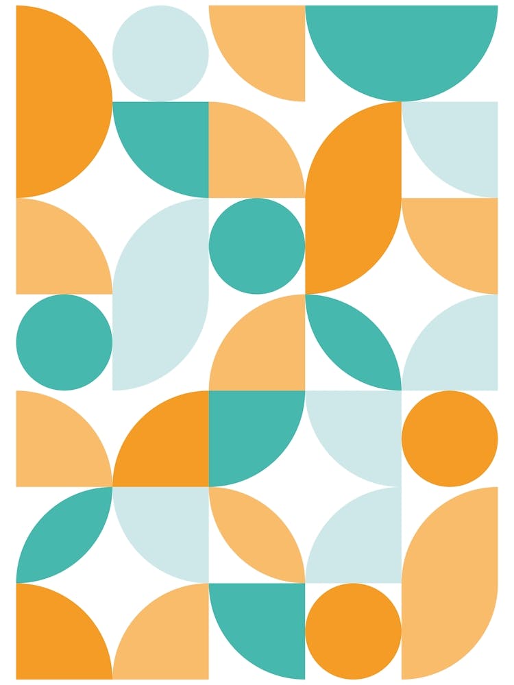 Mid Century Modern Abstract 26 Teal, Aqua, Orange