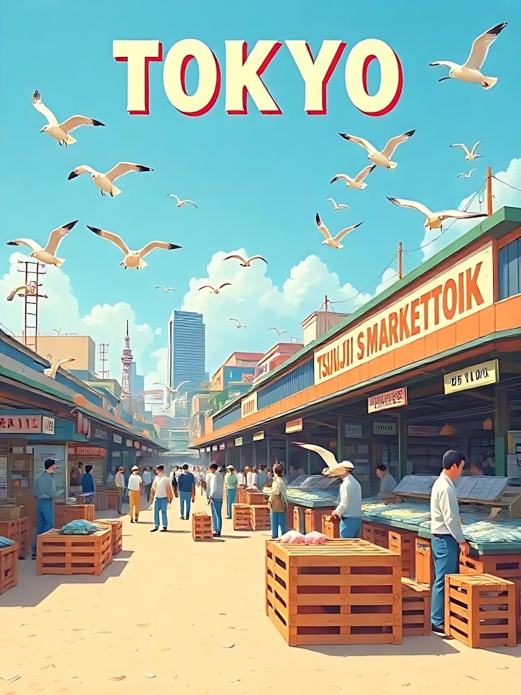 Tokyo Japan Vintage Digital Reiseplakat 13