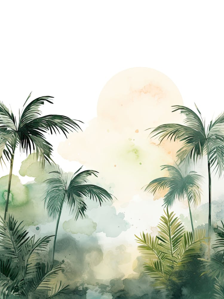 Watercolour Of El Yunque National Forest   Puerto Rico Usa 1