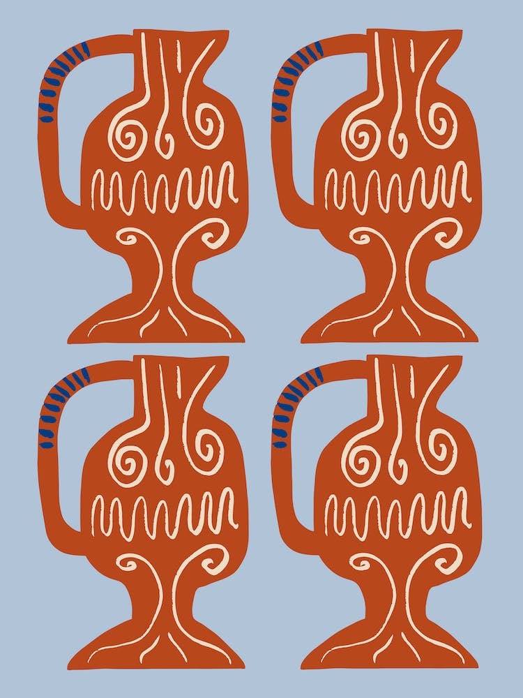 Ceramic Pitchers Pattern In Terra Red