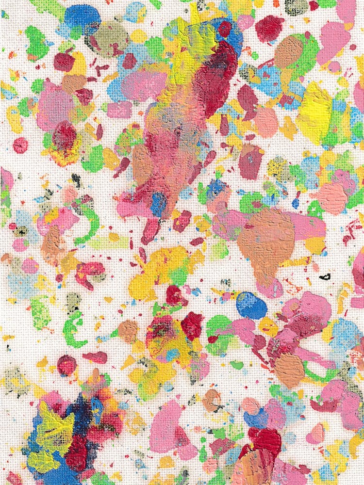 Paint Splatters, Abstract, Oil Pastel colorful Painting.