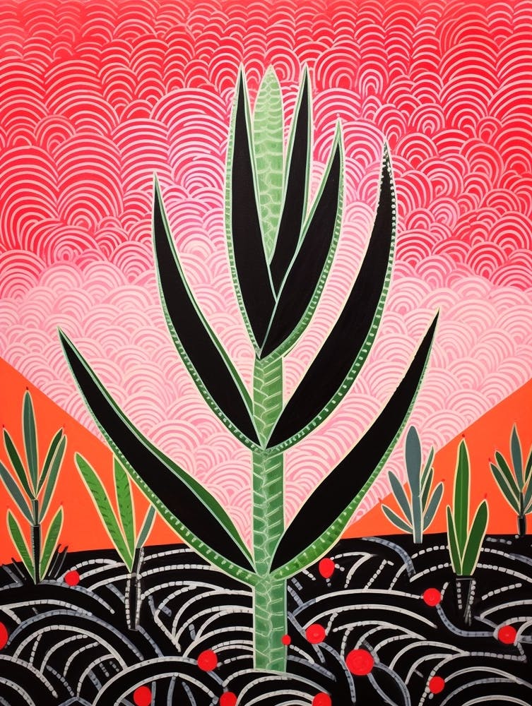Pink And Red Plant Illustration Aloe Vera 2