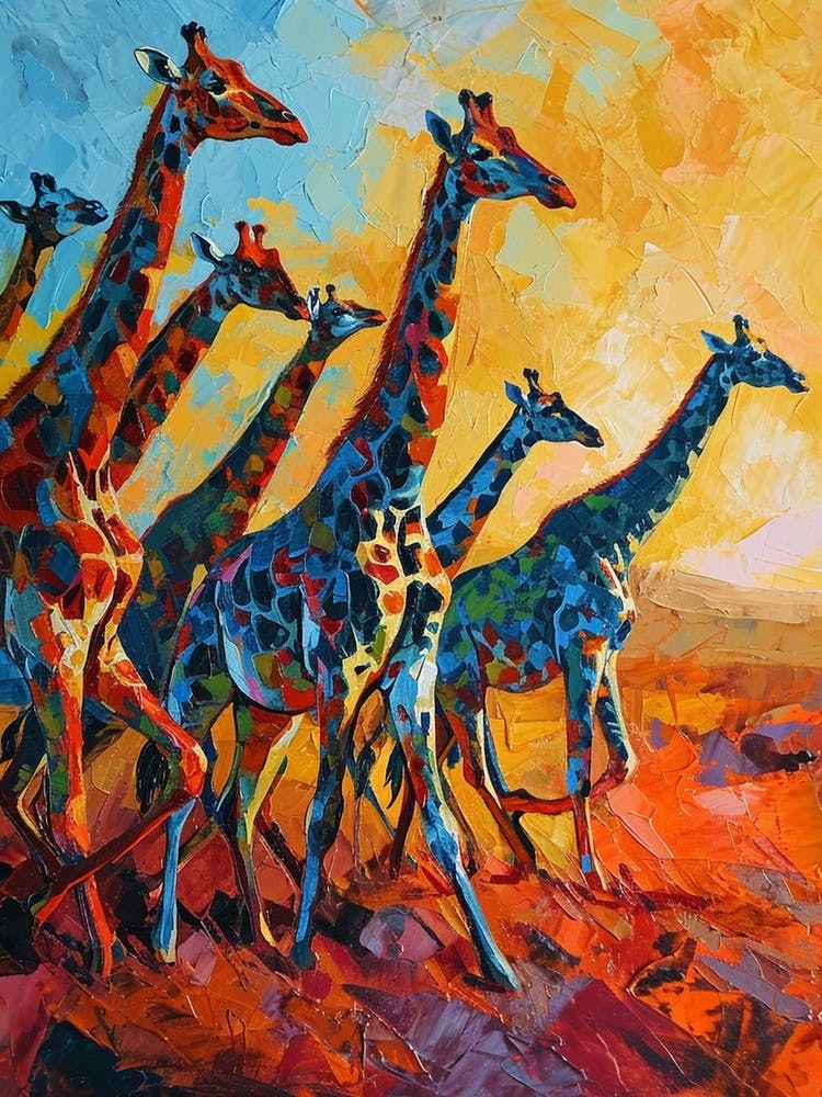 Herd Of Giraffe Running Through The Grass 3