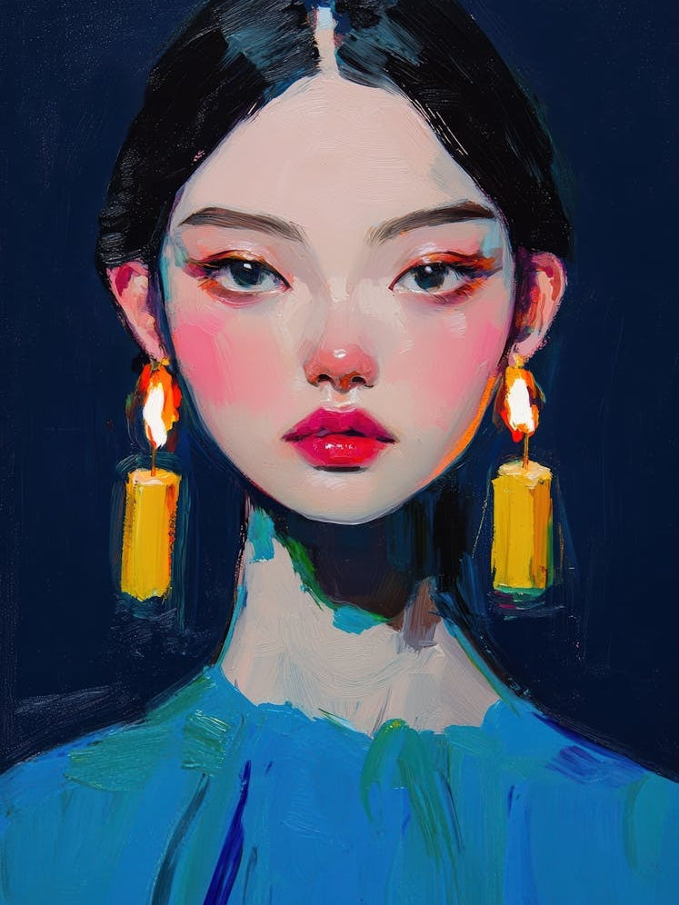 Chinese Girl With Candles
