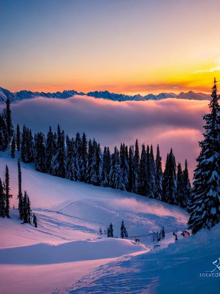 Lech Zürs, Austria 1 Sunrise Skiing Poster