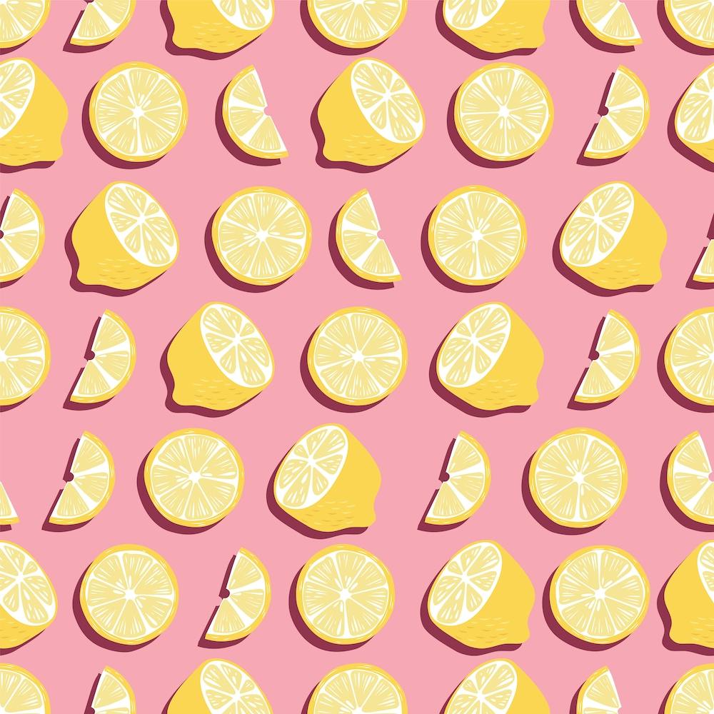 Lemon Pattern On Pink Background Square