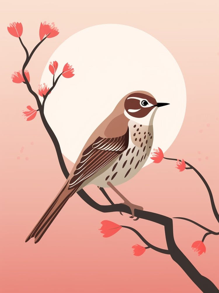 Minimalist Hermit Thrush 1 Illustration