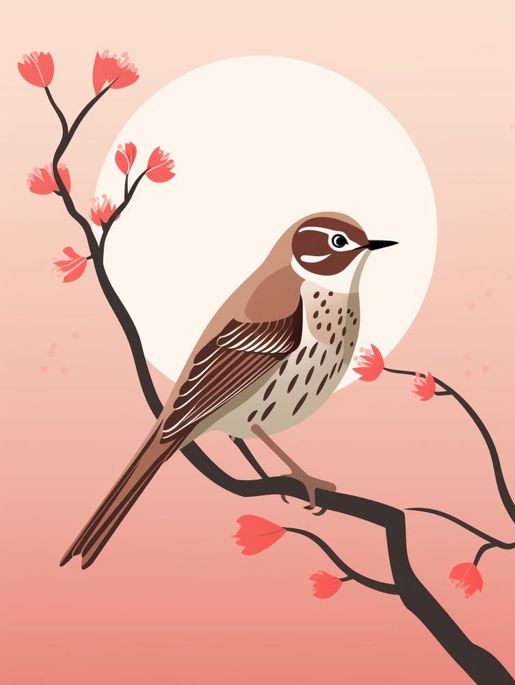 Minimalist Hermit Thrush 1 Illustration