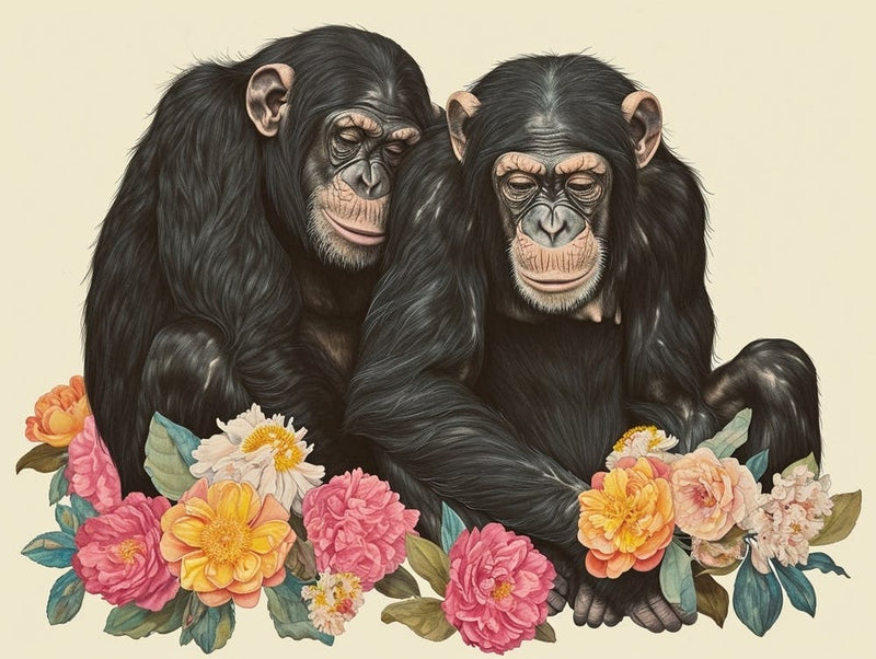 Floral Animal Illustration Bonobo 4
