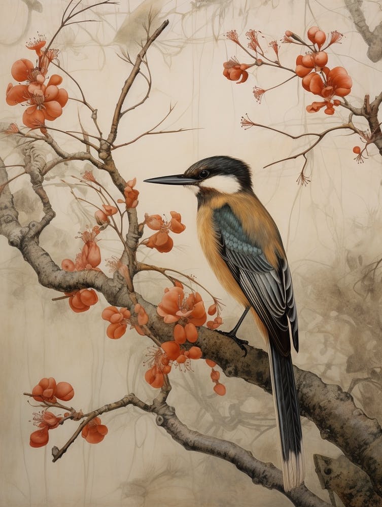 Dark And Moody Botanical Kingfisher 1