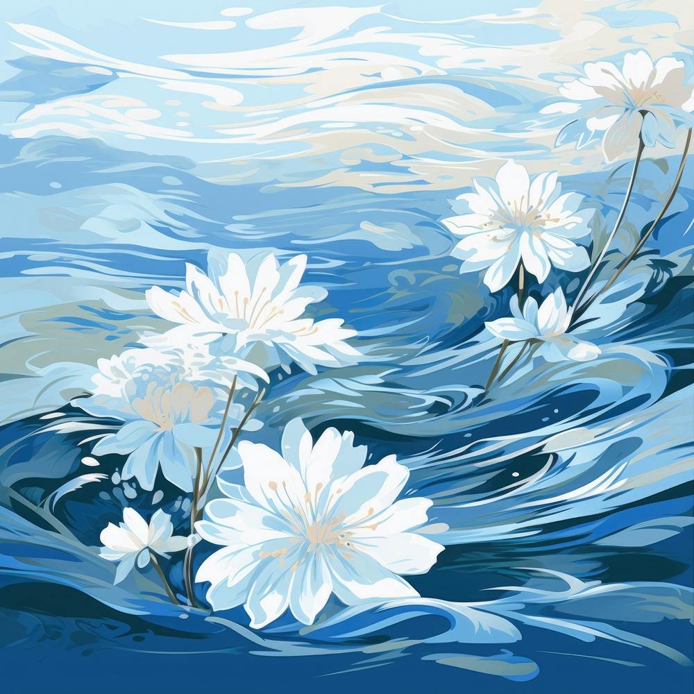 White Flowers In The Water