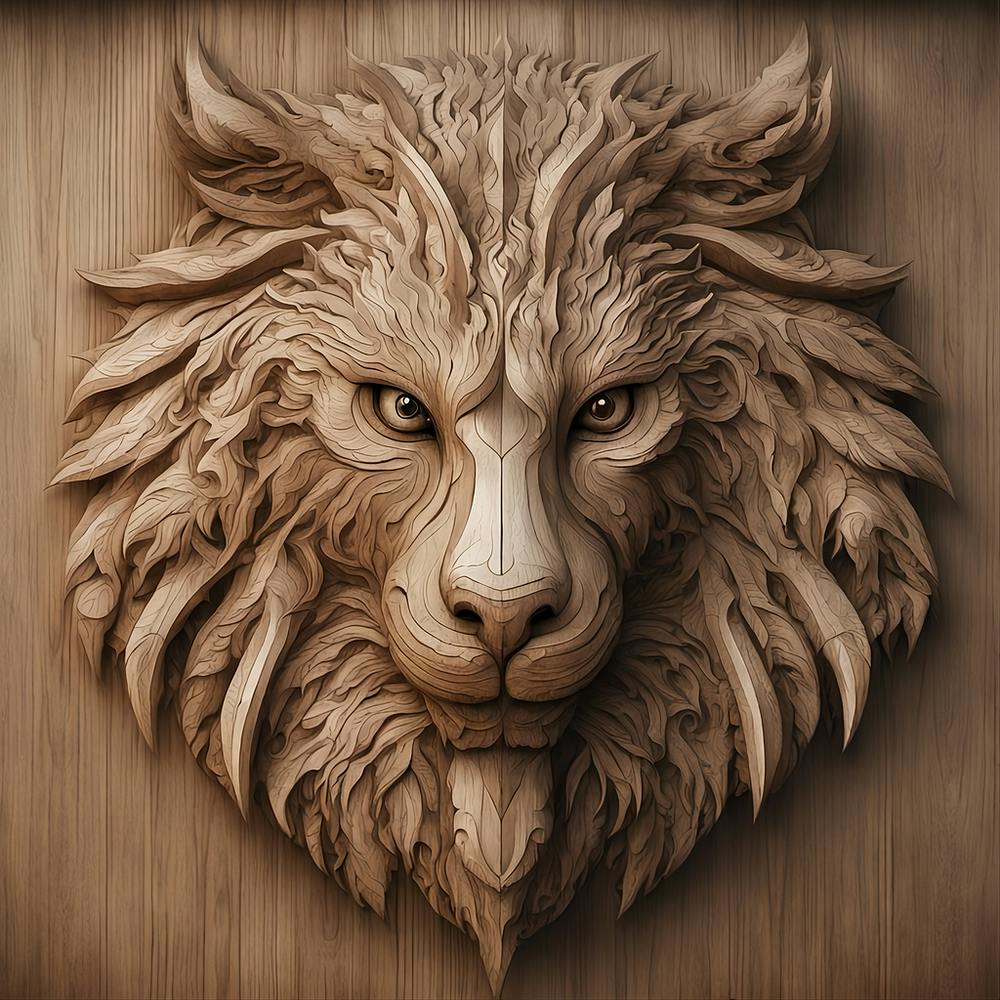Lion Head Carving
