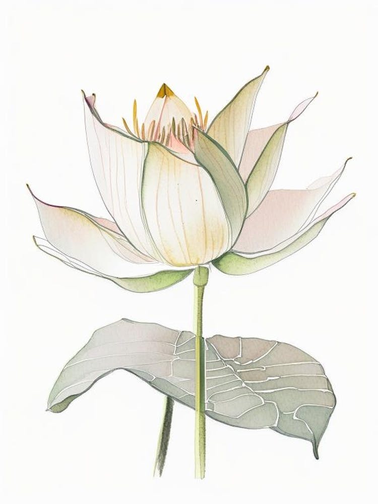 American Lotus Pencil Illustration 6