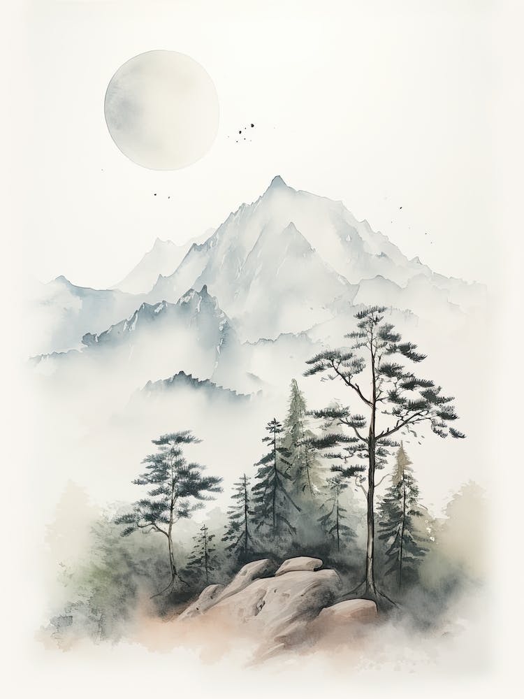 Watercolour Of Kinabalu National Park   Borneo Malaysia 2