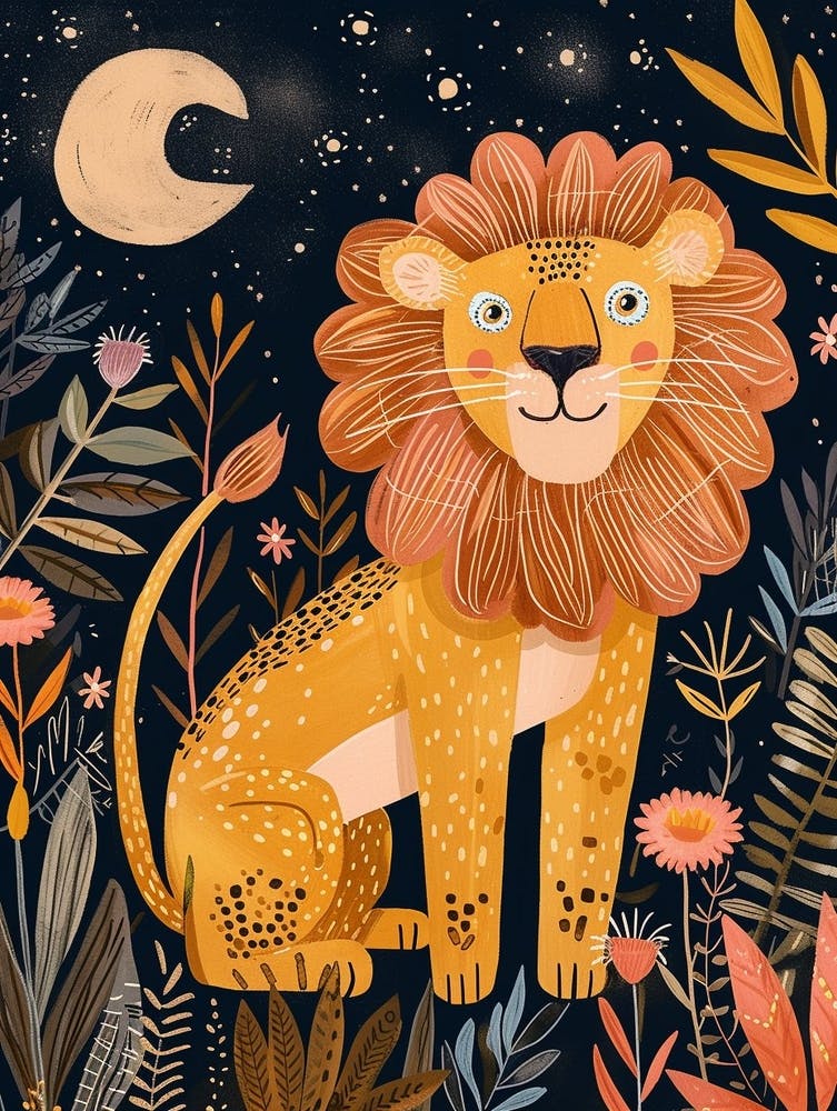 Barbary Lion Night Hunt Illustration 1