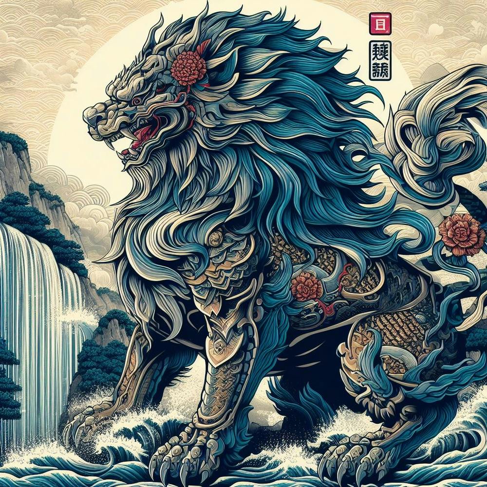 Traditional japanese lion