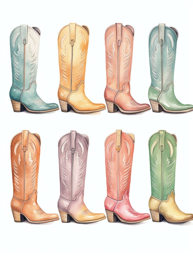 Cowgirl Boots Pastel 2