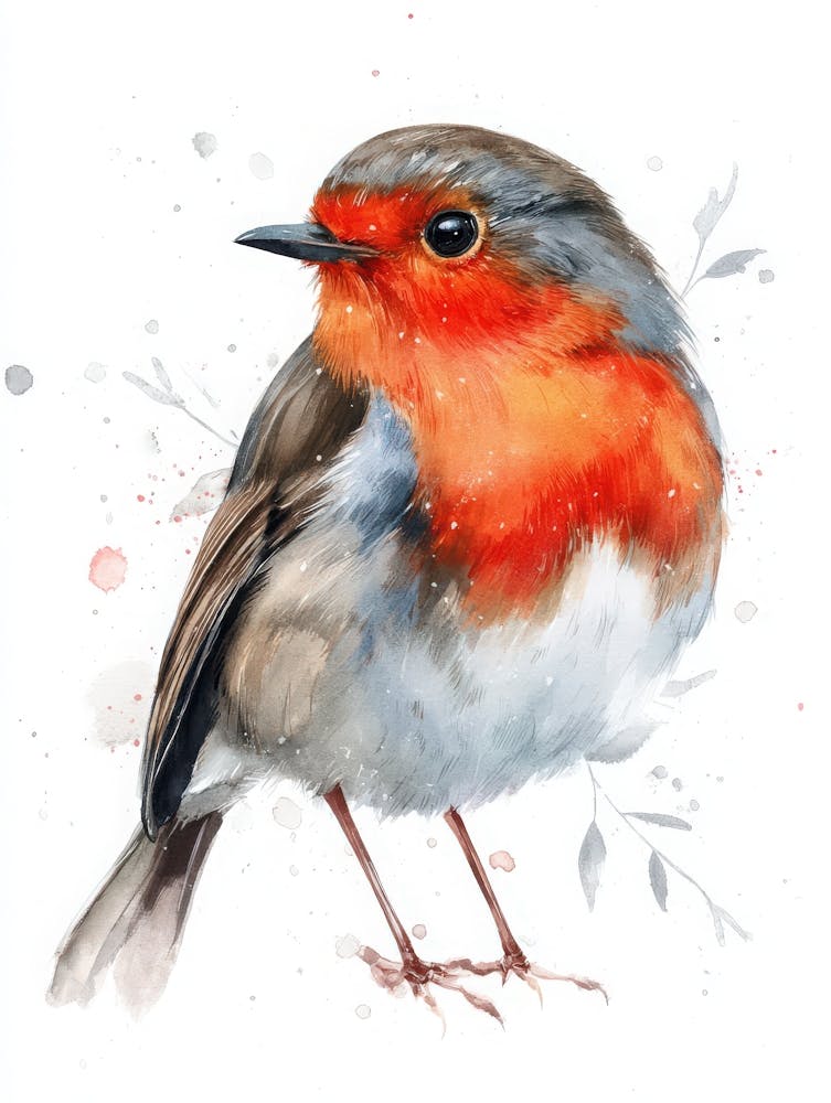 Aihrgdesign Isolated Watercolor Painting Of Birds Robin With 2