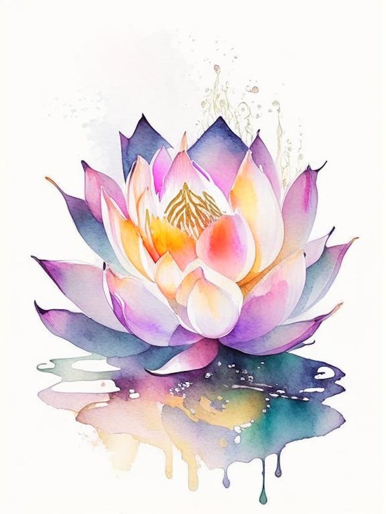 Lotus Flower, Buddhist Symbol Watercolour 3