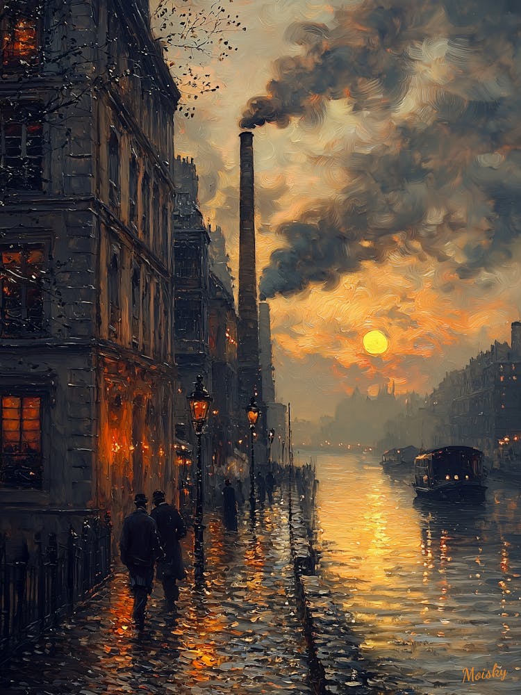 Paris At Dusk, Impressionist Oil Painting – Inspired by van Gogh