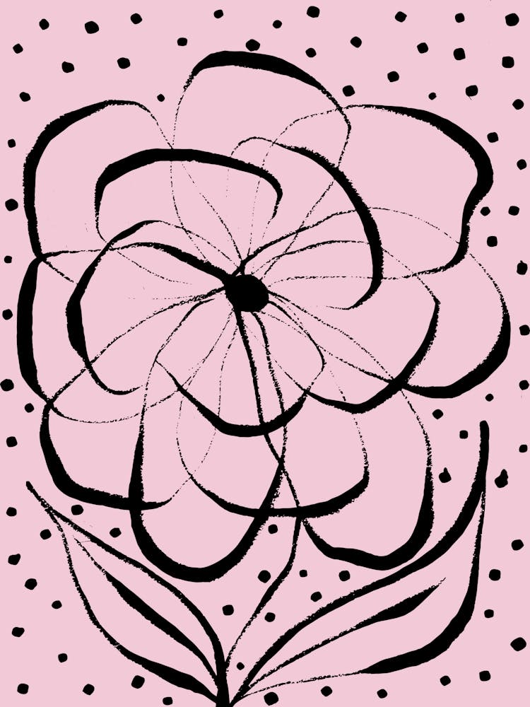 Pink Flower and Polka Dots